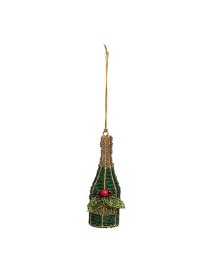 Beaded Wire Champagne Bottle Ornament, 5"