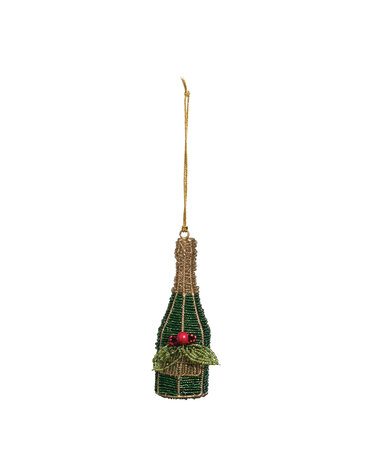 Beaded Wire Champagne Bottle Ornament, 5"