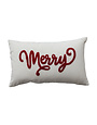 "Merry" Embroidered Lumbar Pillow, Red & Natural, 20 X 12 in.