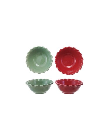 Scalloped Stoneware Bowl, Green, 10"x 4"