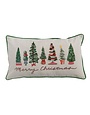 "Merry Christmas" Lumbar Pillow with Trees, 32"x 18"