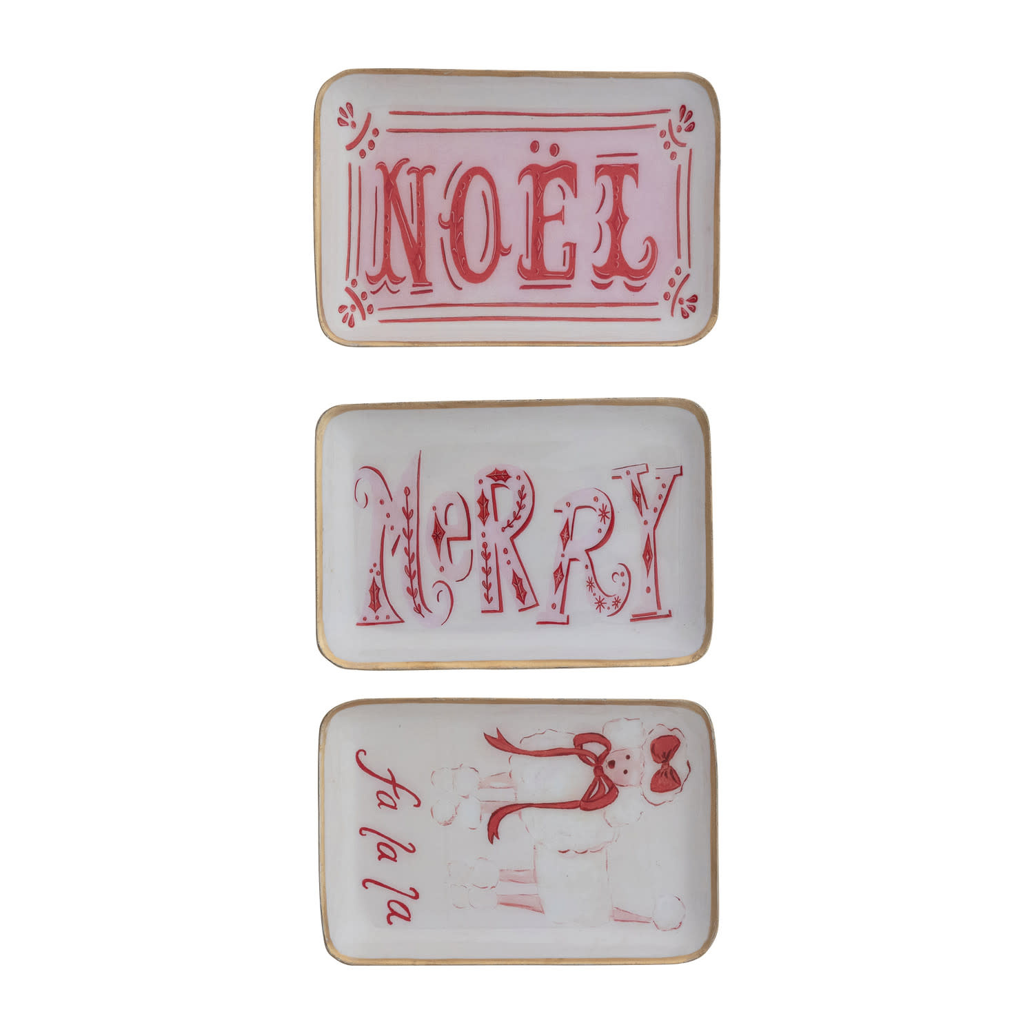 Metal Tray with Holiday Saying, Fa La La, 6"x 4"