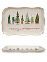 Scalloped Platter with Trees & Gold Etching, 13"x 9"