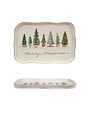 Scalloped Platter with Trees & Gold Etching, 13"x 9"
