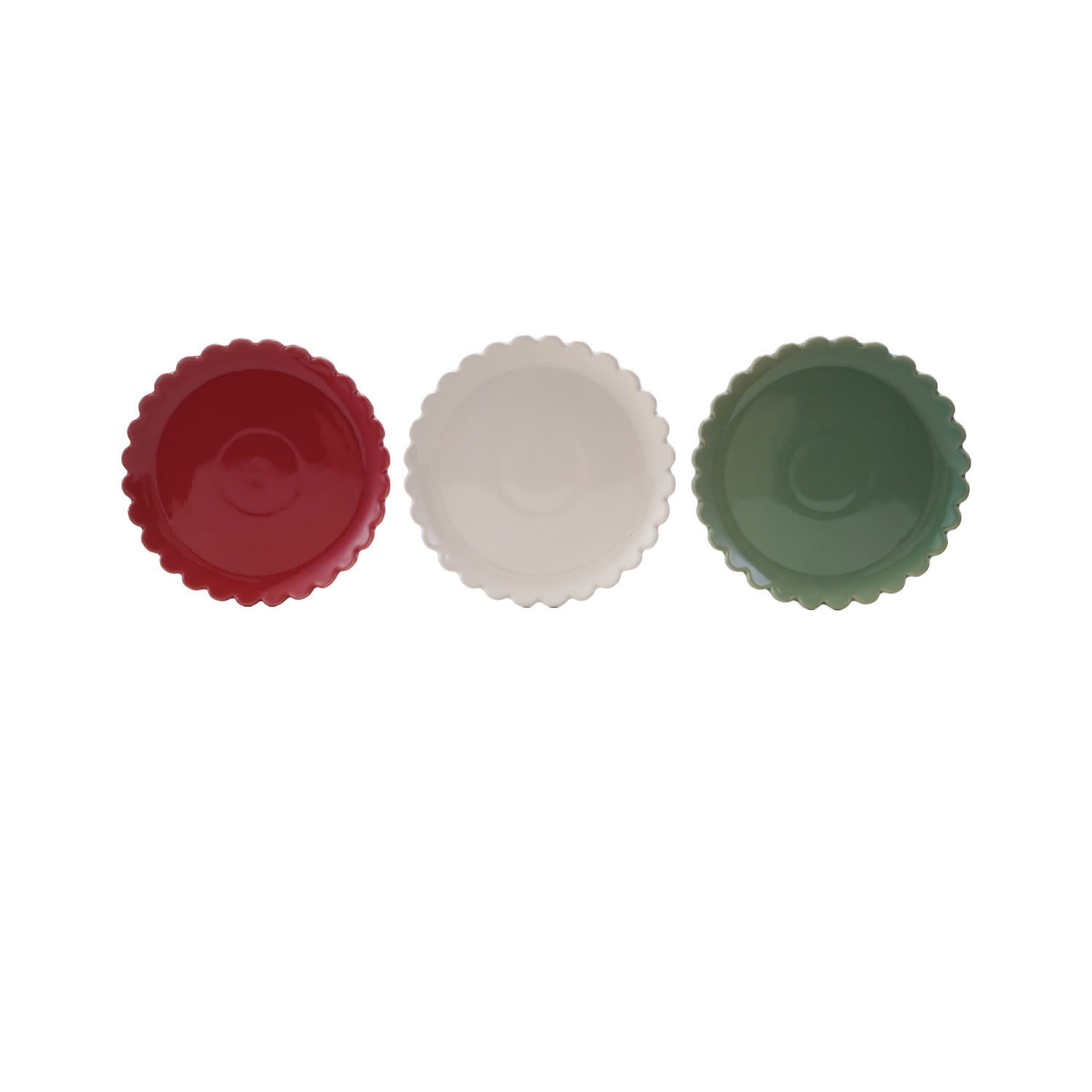 Scalloped Stoneware Plate, Red, 8"Rnd
