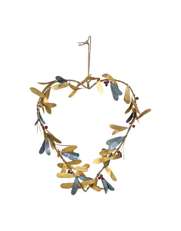 Metal Leaves Heart Shaped Wreath, 9"