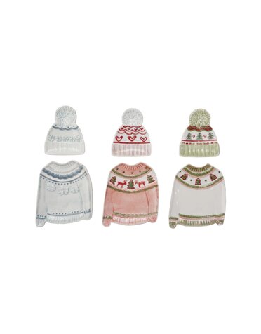 Sweater Shaped Plate with Hat Shaped Dish, Assorted