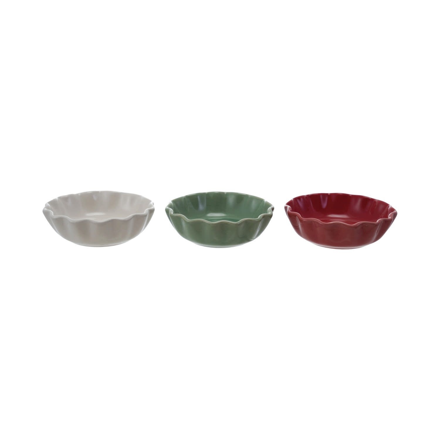 Scalloped Stoneware Bowl, Green, 4"Rnd