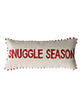 "Snuggle Season" Lumbar Pillow with Pom Pom Trim, 28"x 12"