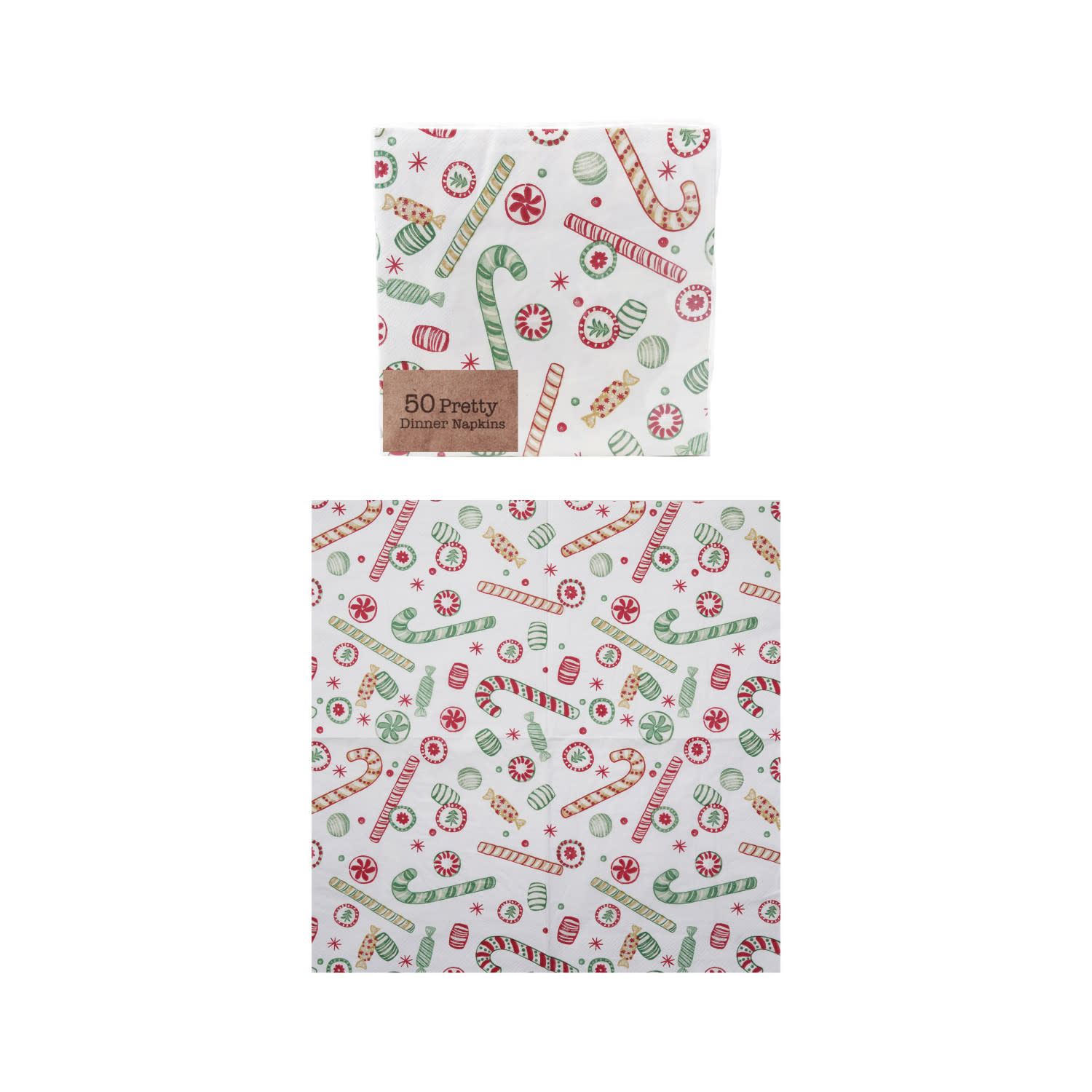 Paper Napkins with Holiday Pattern, Set of 50