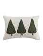 Wool Lumbar Pillow with Embroidered Trees & Beads, 24"x 16"