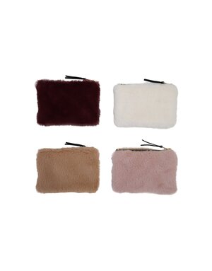 Faux Fur Fabric Zip Pouch, Assorted, 6"x 4"