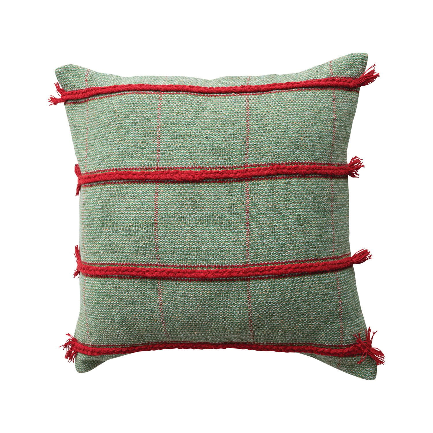 Pillow with Embroidered Grid Pattern, 20"