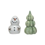 Snowman & Tree Salt & Pepper Shakers, Set of 2