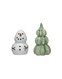 Snowman & Tree Salt & Pepper Shakers, Set of 2