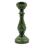 Mercury Glass Candle Holder, Green, Holds 3" Pillar, 15"