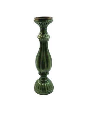Mercury Glass Candle Holder, Green, Holds 3" Pillar, 19"