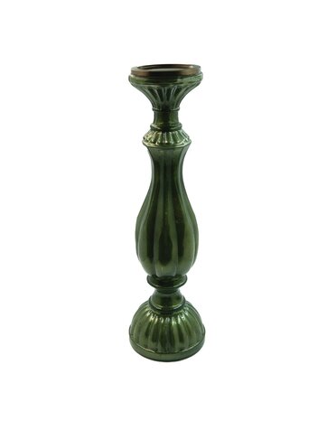 Mercury Glass Candle Holder, Green, Holds 3" Pillar, 19"
