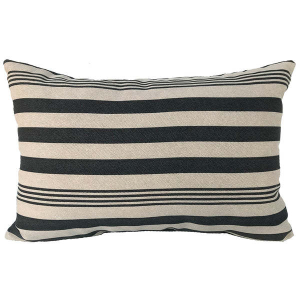 Outdoor Pillow 18 x 12 Gaston Stripe Black