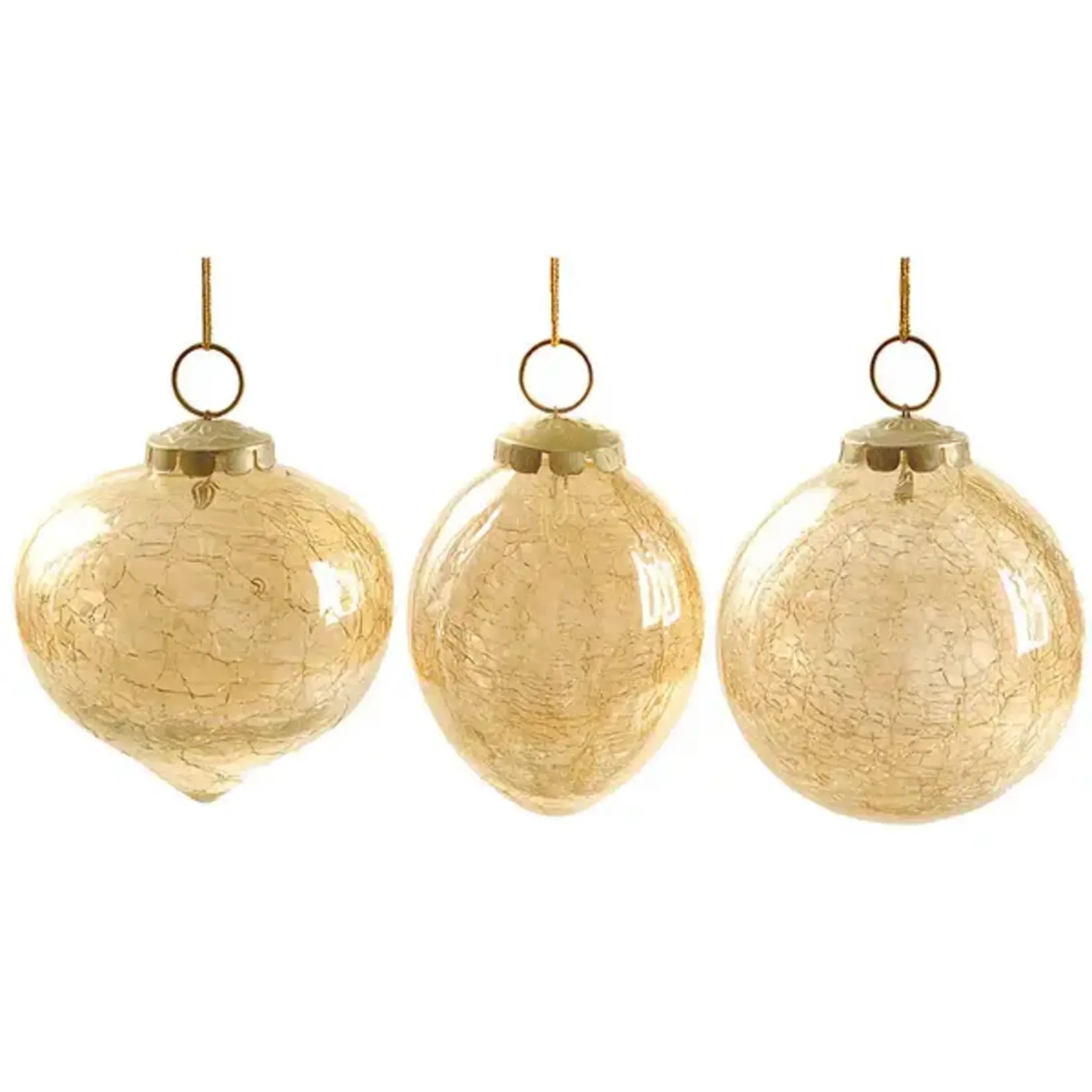 Crackle Luster Ornament Champagne 3.5"