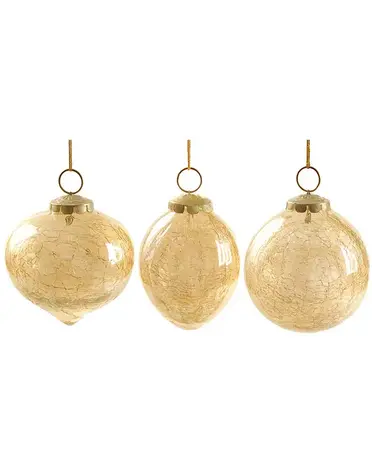 Crackle Luster Ornament Champagne 3.5"