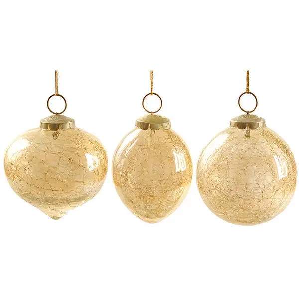 Crackle Luster Ornament Champagne 3.5"
