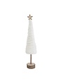 Wool Christmas Tree w/ Star & Wood Slice Base, Cream, 18"