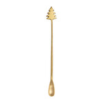 Brass Cocktail Spoon with Christmas Tree Handle, 9"