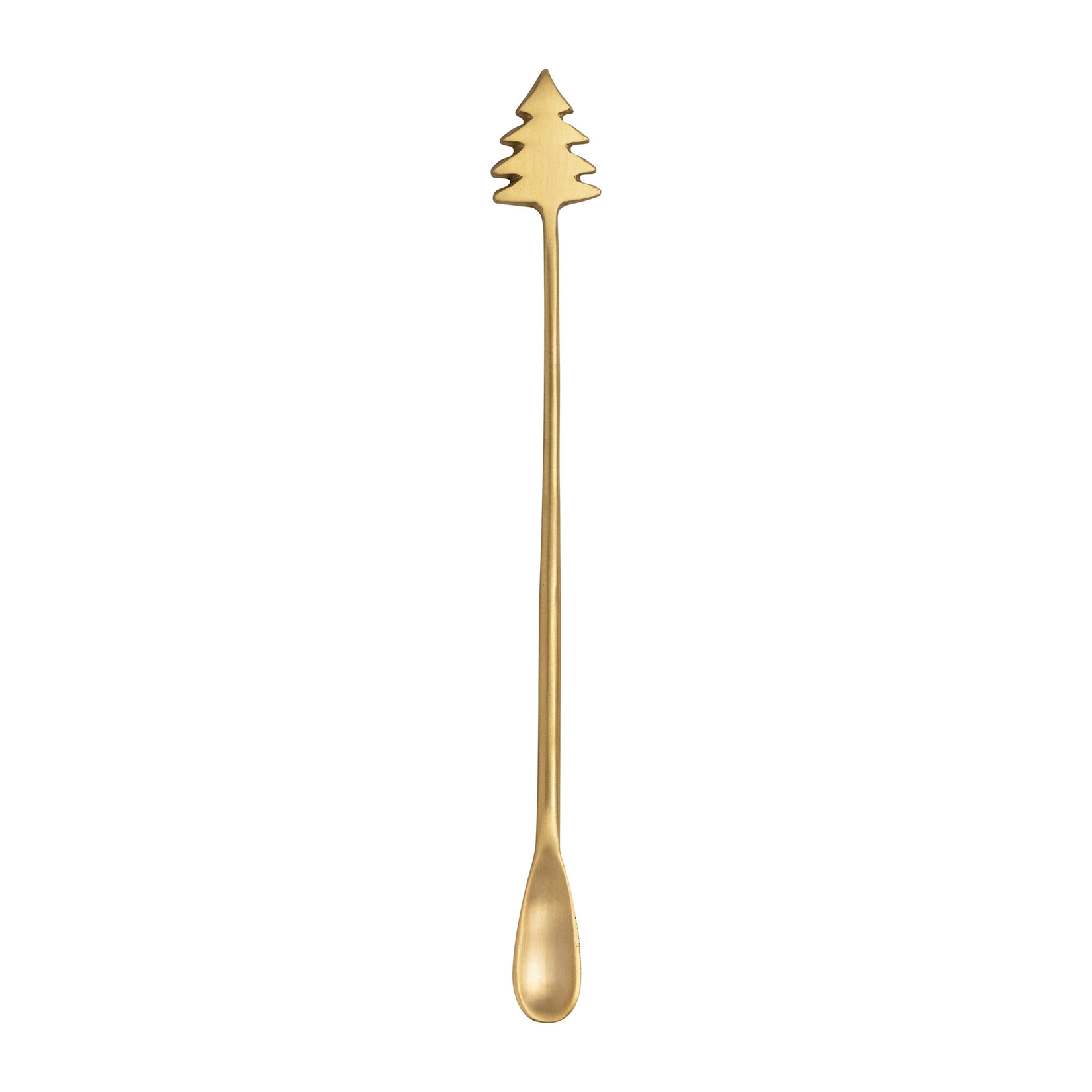Brass Cocktail Spoon with Christmas Tree Handle, 9"
