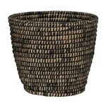 Hand-Woven Grass Basket LG, Black, 11-3/4" x 10-1/4"