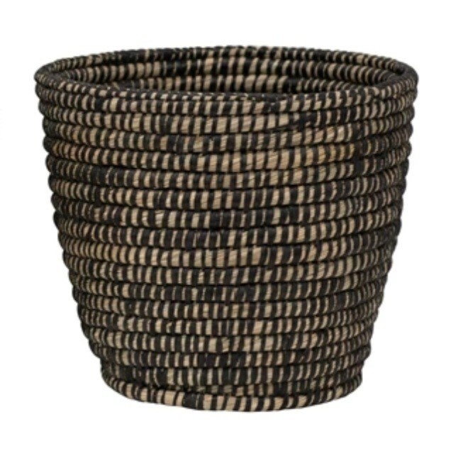 Hand-Woven Grass Basket LG, Black, 11-3/4" x 10-1/4", Available for local pick up