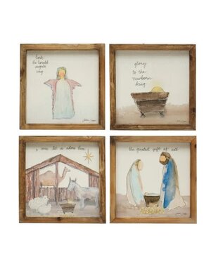 Fir Wood Framed Wall Decor w/ Christmas, Assorted Options, Priced Individually, 8"