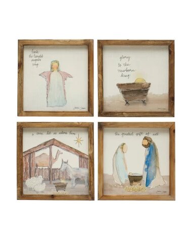 Fir Wood Framed Wall Decor w/ Christmas, Assorted Options, Priced Individually, 8"