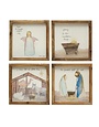 Fir Wood Framed Wall Decor w/ Christmas, Assorted Options, Priced Individually, 8"