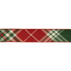 Melrose International 4" Plaid Wired Ribbon, 5 yds.