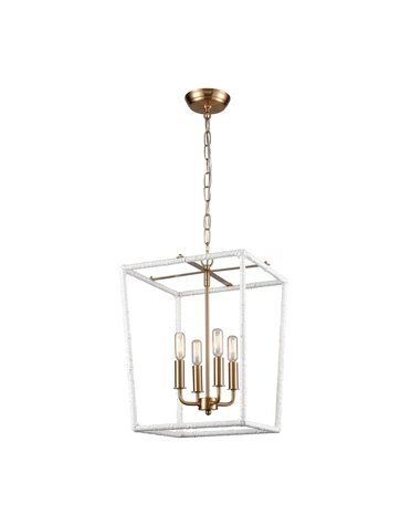 Kingdom Chandelier, White & Aged Brass, 14x17