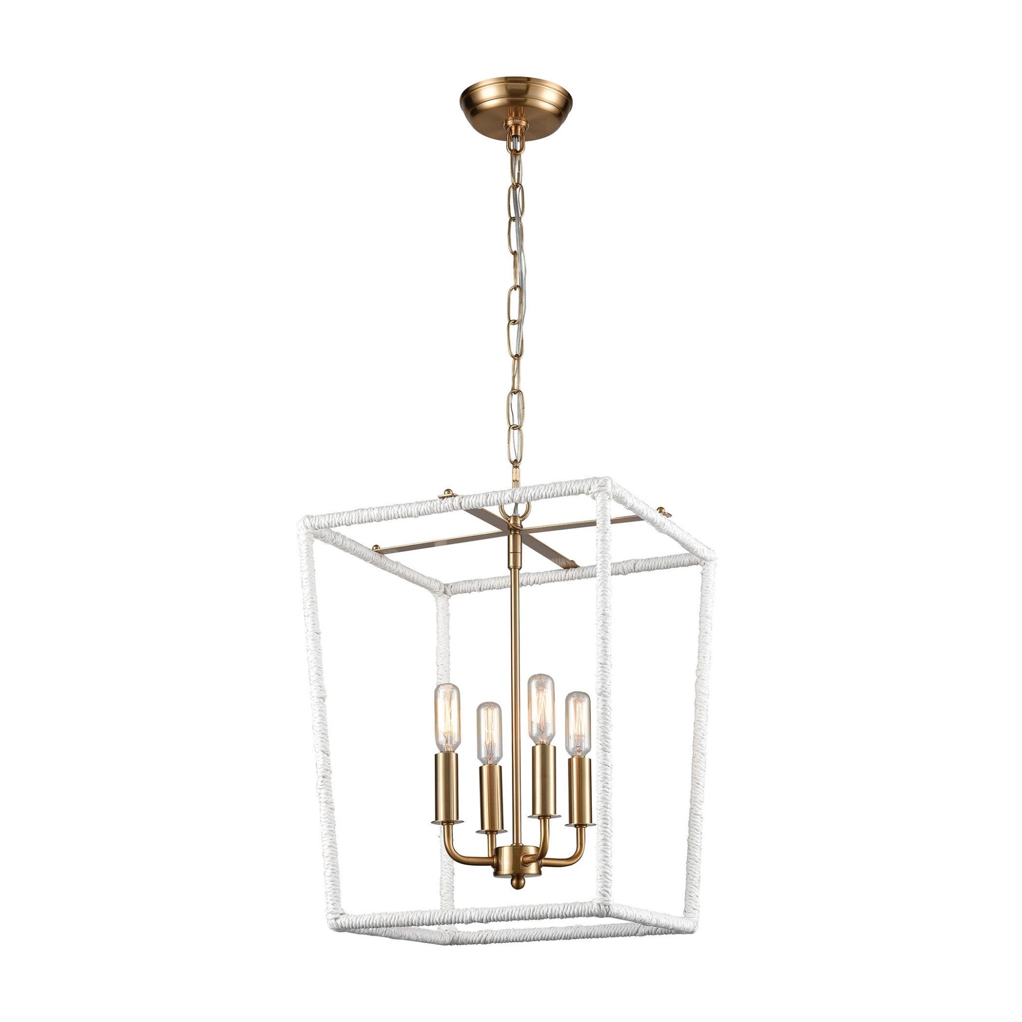 Kingdom Chandelier, White & Aged Brass, 14x17
