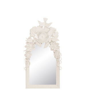 Wood Framed Mirror w/ Embossed Metal Flowers & Birds, 26 x 48 Available for Local Pick Up