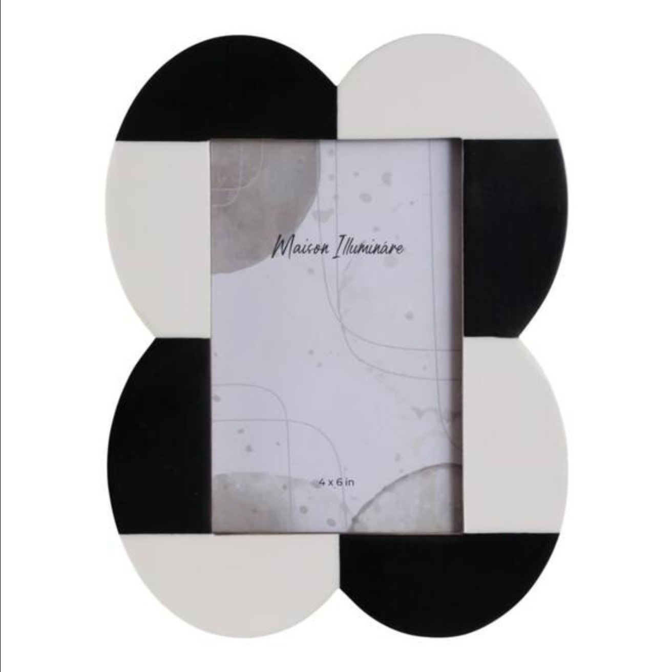 Scallop Photo Frame, Black and White, 4 X 6
