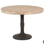 Sadie 48" Rd Dining Table Light Natural Top/Iron Pedestal Base