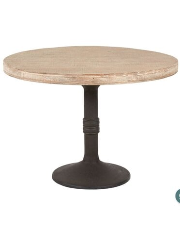 Sadie 48" Rd Dining Table Light Natural Top/Iron Pedestal Base