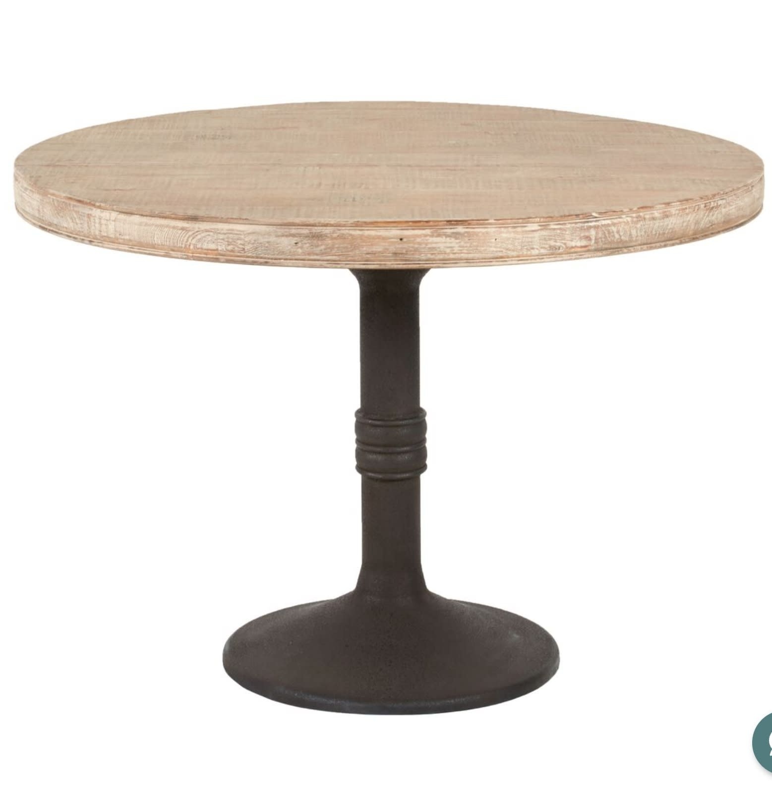 Sadie 48" Rd Dining Table Light Natural Top/Iron Pedestal Base