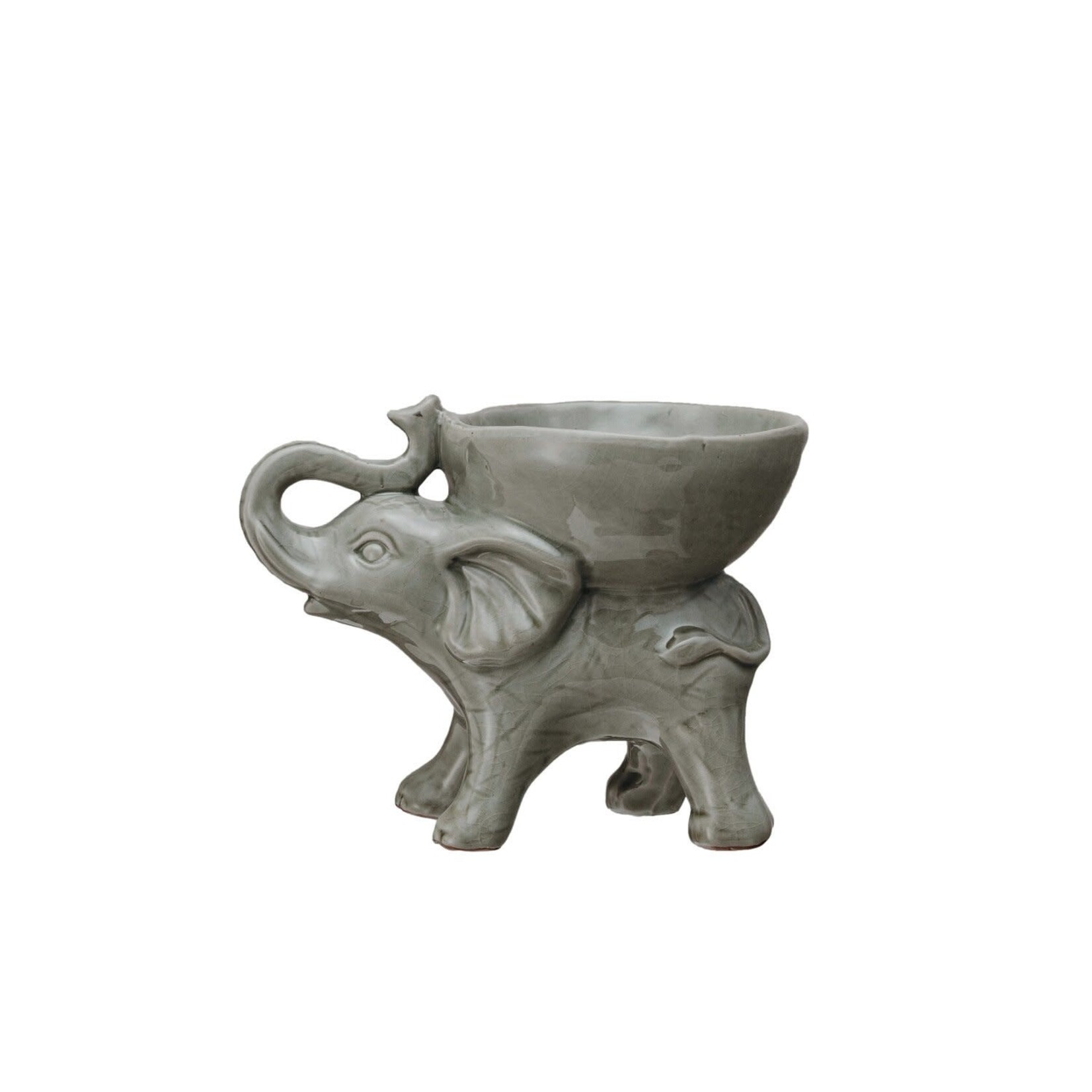 Elephant with Bowl, 7"x 5"