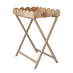 Burl Wood Folding Table with Removable Scalloped Tray, 28"x 18"x 33"