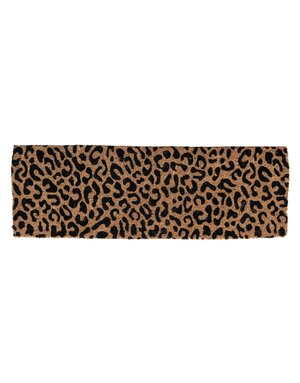 Natural Coir Double Doormat with Leopard Print, 47"x 16"