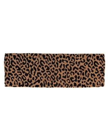 Natural Coir Double Doormat with Leopard Print, 47"x 16"
