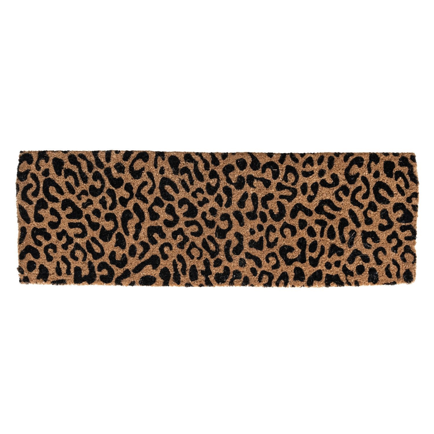 Natural Coir Double Doormat with Leopard Print, 47"x 16"