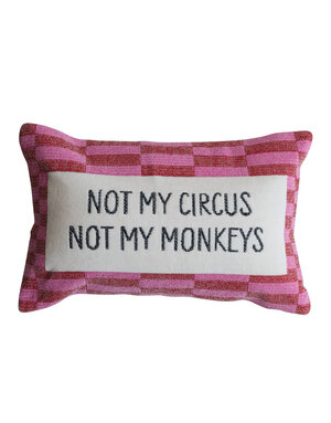 "Not My Circus" Embroidered Lumbar Pillow, 14"x 9"
