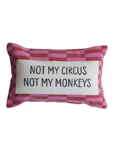 "Not My Circus" Embroidered Lumbar Pillow, 14"x 9"