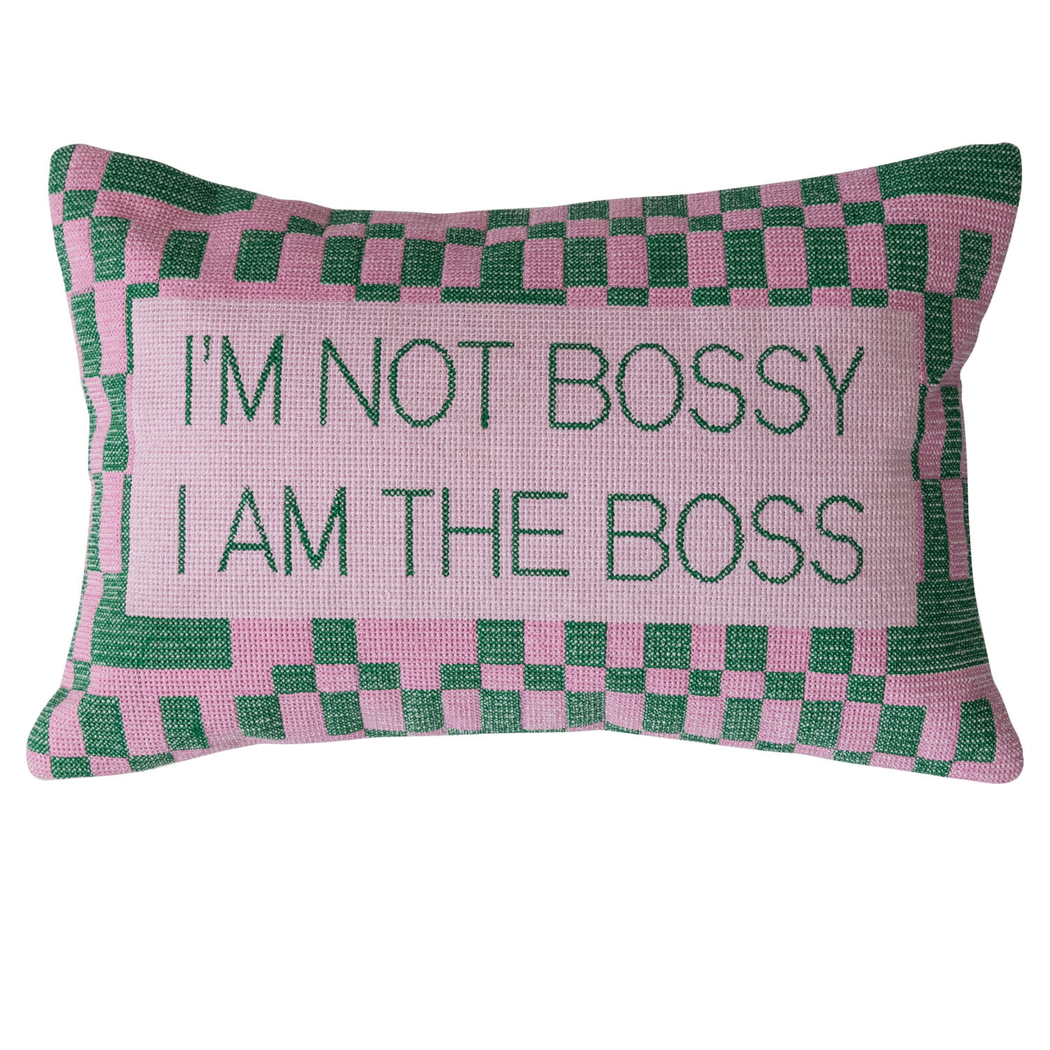 "I Am the Boss" Embroidered Lumbar Pillow, 14"x 9"